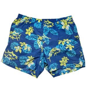 COLUMBIA PFG Tropical Floral Swim Shorts Size XL Mens 10” Inseam Blue Yellow